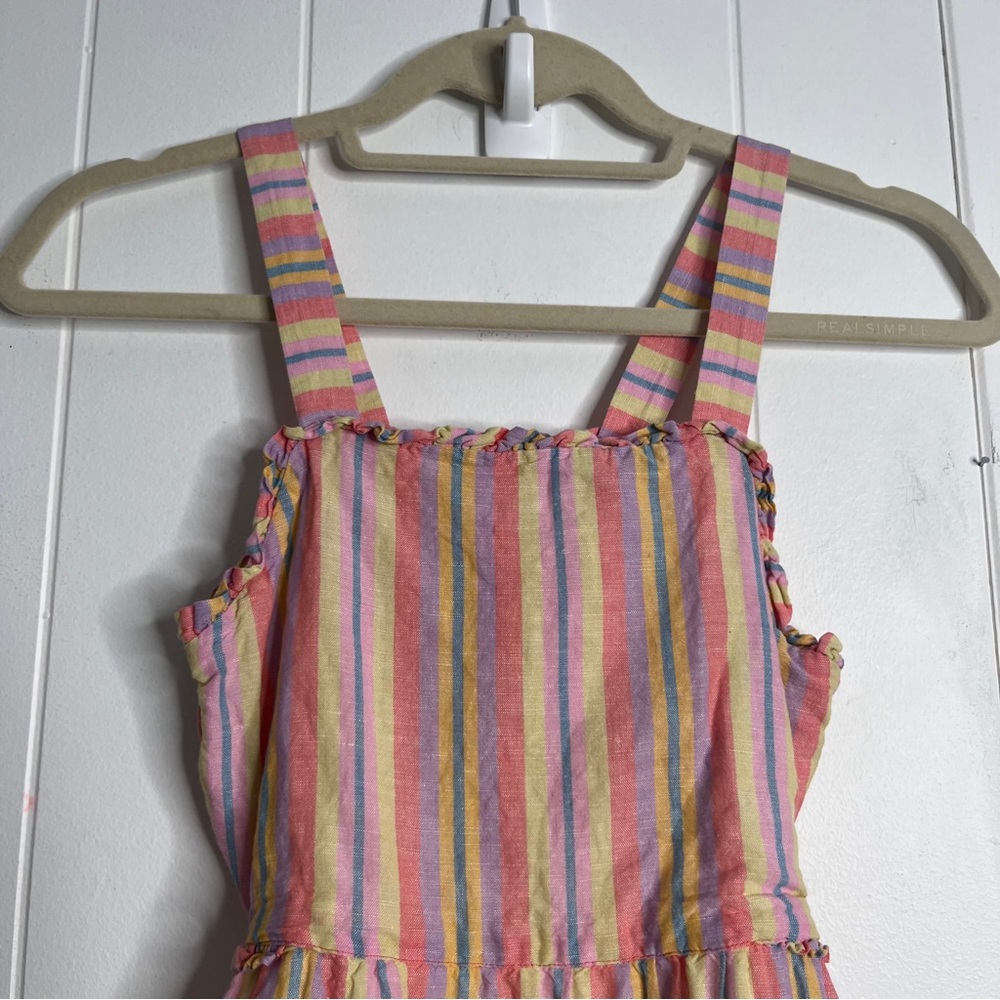 J. Crew Dress Cutout Midi Linen Cotton Stripes Pastel Summer Casual Girls 10 - Picture 2 of 9
